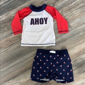 9-12 month boys swim rash guard set